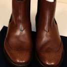 PRADA SHOES $1040 BROWN CALF WING-TIP ORNAMENT CHELSEA ANKLE BOOTS 9.5 42.5 NEW