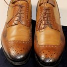 PRADA SHOES $1075 BROWN/TAN BURNISH CALFSKIN HANDMADE BROGUE 11 44e NEW