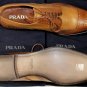 PRADA SHOES $1075 BROWN/TAN BURNISH CALFSKIN HANDMADE BROGUE 11 44e NEW