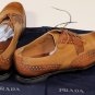 PRADA SHOES $1075 BROWN/TAN BURNISH CALFSKIN HANDMADE BROGUE 11 44e NEW