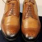 PRADA SHOES $1075 BROWN/TAN BURNISH CALFSKIN HANDMADE BROGUE 11 44e NEW