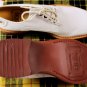 CESARE PACIOTTI SHOES $495 IVORY LINEN 308 MADISON AVE LOGO DERBY 8 41e NEW
