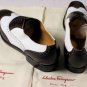 SALVATORE FERRAGAMO SHOES $1075 DK BROWN/WHITE 2-TONE TRAMEZZA BROGUE 11 44e NEW