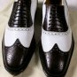 SALVATORE FERRAGAMO SHOES $1075 DK BROWN/WHITE 2-TONE TRAMEZZA BROGUE 11 44e NEW
