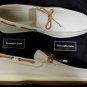 ZEGNA SHOES $575 IVORY BRUSHED CALF TIED ORNAMENT VAMP LOGO DECK SHOE 12 45e NEW