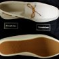 ZEGNA SHOES $575 IVORY BRUSHED CALF TIED ORNAMENT VAMP LOGO DECK SHOE 12 45e NEW