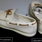 ZEGNA SHOES $575 IVORY BRUSHED CALF TIED ORNAMENT VAMP LOGO DECK SHOE 12 45e NEW