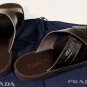 PRADA SHOES $545 DARK BROWN CROC EMBOSSED CROSS STRAP LOGO SANDAL 9.5 42.5e NEW