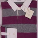 BRUNELLO CUCINELLI SWEATER GRAY/PURPLE 100%CASHMERE RUGBY POLO JUMPER M 50e NEW