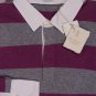 BRUNELLO CUCINELLI SWEATER GRAY/PURPLE 100%CASHMERE RUGBY POLO JUMPER M 50e NEW