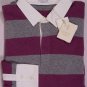 BRUNELLO CUCINELLI SWEATER GRAY/PURPLE 100%CASHMERE RUGBY POLO JUMPER M 50e NEW