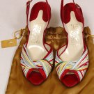 FERRAGAMO CREATIONS SHOE $1400 RED HANDMADE FULGENTE SILK BRAID SANDAL 6B 36 NEW