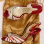 FERRAGAMO CREATIONS SHOE $1400 RED HANDMADE FULGENTE SILK BRAID SANDAL 6B 36 NEW