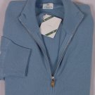 BORRELLI SWEATER $1590 SKY BLUE 100%CASHMERE DUAL ZIP BOMBER JUMPER SM 48e NEW
