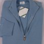 BORRELLI SWEATER $1590 SKY BLUE 100%CASHMERE DUAL ZIP BOMBER JUMPER SM 48e NEW