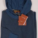 LORO PIANA SWEATER $1,695 BLUE STRIPED 100%CASHMERE HOODIE PULLOVER XXL 56e NEW