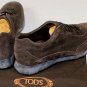 TOD'S SHOES $585 DARK BROWN SUEDE CALFSKIN PEBBLED SOLE TRAINERS 13 46e NEW