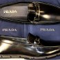 PRADA SHOES $620 BLACK LOGO ORNAMENT VAMP BRUSHED CALFSKIN DRIVER 12 45e NEW