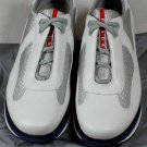 PRADA SPORT SHOES $490 WHITE/SILVER MESH/NAVY NEVADA BIKE TRAINER 11.5 44.5e NEW