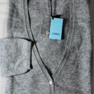 MALO SWEATER $795 HEATHER GRAY 100%CASHMERE V-NECK 7-BTN CARDIGAN 12 48e NEW