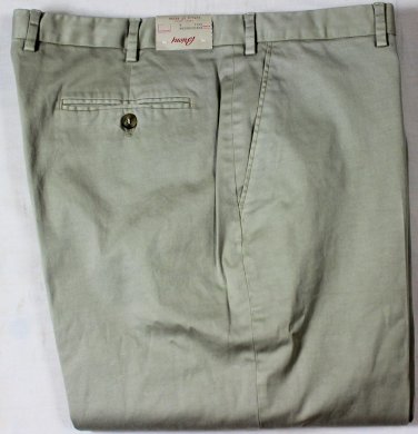 BRIONI PANTS $595 STONE KHAKI WASHED COTTON HANDMADE GOLF DRESS SLACKS 40 56 NEW
