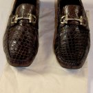 SALVATORE FERRAGAMO SHOES BROWN CROCODILE LOGO GANCIO ORNAMENT DRIVER 7 40e NEW