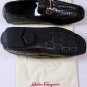 SALVATORE FERRAGAMO SHOES BROWN CROCODILE LOGO GANCIO ORNAMENT DRIVER 7 40e NEW