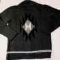 SAHAJA SWEATER $1985 BLACK NAVAJO PRINT 100%CASHMERE 4-BTN SHAWL CARD L 52e NEW