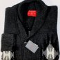 SAHAJA SWEATER $1985 BLACK NAVAJO PRINT 100%CASHMERE 4-BTN SHAWL CARD L 52e NEW