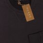 GUCCI SWEATER $695 BLACK COTTON BLEND LOGO GG EMBROIDER SLEEVE CREWNECK S 48 NEW