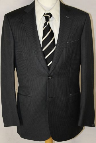 BRIONI SUIT $5850 BLACK 100%WOOL 2-BTN HANDMADE SECOLO SUIT 40R 50e NEW
