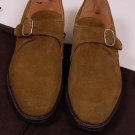 CHURCH'S SHOES $850 CASHEW BROWN SUEDE BENCH MADE BUCKLED MONK STRAP 9 42e NEW