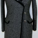 MALO COAT $4280 BLACK/GRAY BIRDSEYE WEAVE 100%CASHMERE OVERCOAT 6 42e NEW