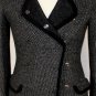 MALO COAT $4280 BLACK/GRAY BIRDSEYE WEAVE 100%CASHMERE OVERCOAT 6 42e NEW