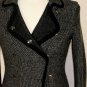 MALO COAT $4280 BLACK/GRAY BIRDSEYE WEAVE 100%CASHMERE OVERCOAT 6 42e NEW