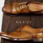 GUCCI SHOES $745 BROWN TOE ORNAMENTED CAPTOE GLAMOUR BROGUE 9.5 42.5e NEW