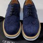 GIORGIO ARMANI SHOES $645 NAVY SUEDE CALF WINGTIP CONTRAST DERBY 10.5 43.5e NEW