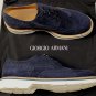 GIORGIO ARMANI SHOES $645 NAVY SUEDE CALF WINGTIP CONTRAST DERBY 10.5 43.5e NEW