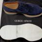 GIORGIO ARMANI SHOES $645 NAVY SUEDE CALF WINGTIP CONTRAST DERBY 10.5 43.5e NEW
