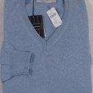 ZEGNA SWEATER $750 SKY BLUE 100%CASHMERE 2-PLY V-NECK JUMPER XL 54e NEW