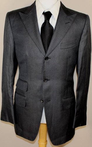 TOM FORD SUIT $4240 CHAR GRAY MOHAIR/LINEN/SILK HANDMADE 3-BTN SUIT 38R 50e NEW