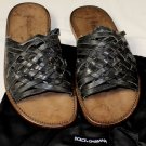 DOLCE & GABBANA SHOES $595 BLACK CALFSKIN STRAP WOVEN GLADIATOR SANDAL 8 41e NEW