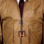 HOGAN JACKET $2400 TOBACCO BROWN 100%NAPPA LAMBSKIN LOGO BOMBER COAT MED 50e NEW