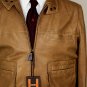 HOGAN JACKET $2400 TOBACCO BROWN 100%NAPPA LAMBSKIN LOGO BOMBER COAT MED 50e NEW