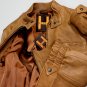HOGAN JACKET $2400 TOBACCO BROWN 100%NAPPA LAMBSKIN LOGO BOMBER COAT MED 50e NEW