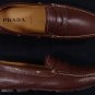 PRADA SHOES $595 DARK BROWN CONTRAST STITCHED PENNY VAMP DRIVER 11.5 44.5eNEW