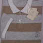 BRUNELLO CUCINELLI POLO $395 BROWN BOLD STRIPE 2-BTN LOGO POLO SHIRT MED 50e NEW