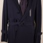 ANN DEMEULEMEESTER COAT $2880 NAVY WOOL/SILK BELTED 4-BTN OVERCOAT MED 50 NEW