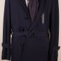 ANN DEMEULEMEESTER COAT $2880 NAVY WOOL/SILK BELTED 4-BTN OVERCOAT MED 50 NEW