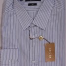 GUCCI SHIRT $495 WHITE/BLACK/BLUE STRIPED OXFORD DRESS SHIRT 16.5/34 42e NEW